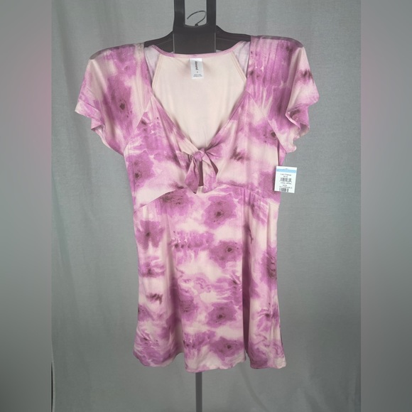 Abound Abstract Floral front tie short sleeve pink/purple dress size sma… - Picture 1 of 8